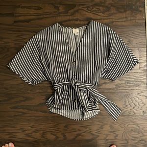 Striped Chambray Tie Top